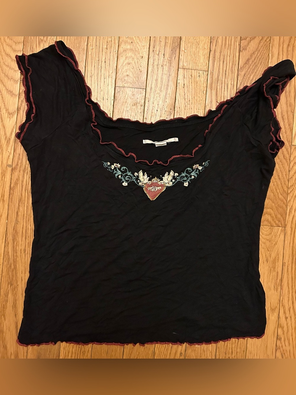 Urban Outfitters Blue Kimchi Sacred Heart Lettuce Edge Top Size XXL